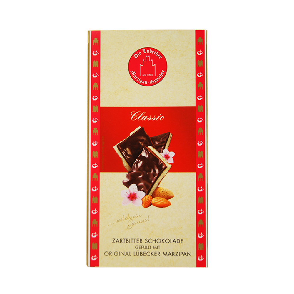 Zartbitter Schokolade mit Marzipan - Marzipanland Lübeck