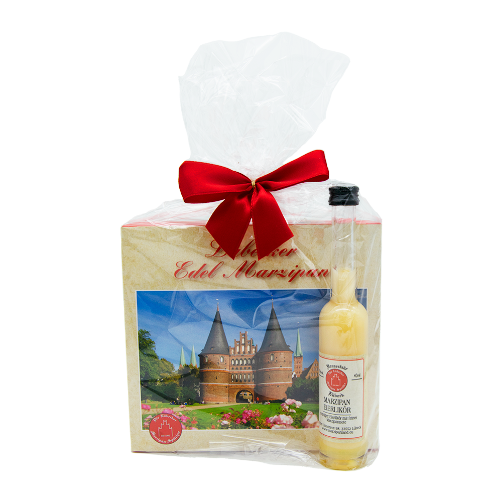 Präsent: Lübecker Marzipan Herzen und Marzipan-Eierlikör